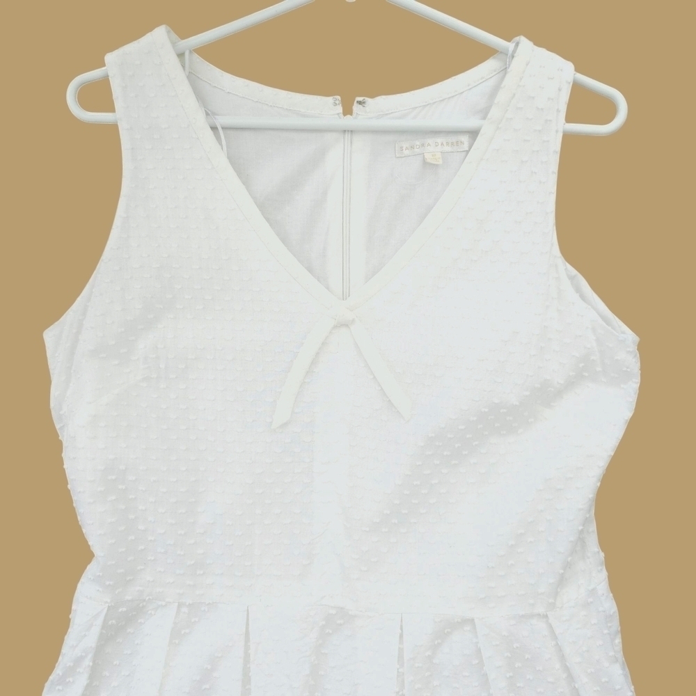 New Sandra Darren White Swiss Dot Fit and Flare - Picture 3 of 9